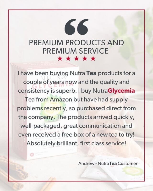 Experience excellence with NutraTea! 🌿✨ We’re thrilled to receive such a glowing review from one of our loyal customers. Consistency and quality are at the heart of everything we do, and we’re delighted to hear that our NutraGlycemia herbal tea has made a positive impact.  Thank you for choosing to purchase directly from us and for your kind words about our service. Your satisfaction is our top priority!  #CustomerTestimonial #NutraTea #HerbalTea #HerbalRemedies #TestimonialTuesday #HappyCustomer #TeaLover #CustomerService #CustomerSatisfaction #BloodGlucose  #HappySipping #HerbalTeaLover #KindWords #BlendsWithBenefits
