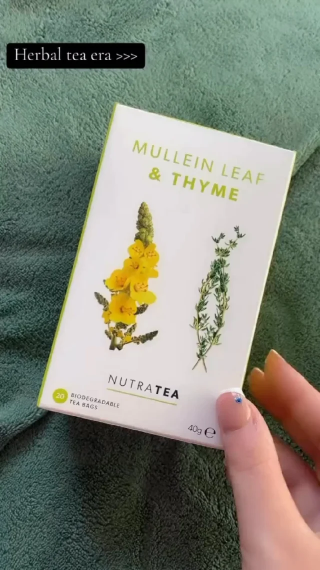 Soothe your throat and boost your immune system with our Mullein Leaf & Thyme herbal tea! Mullein Leaf supports respiratory health, while Thyme acts as an antioxidant, protecting your cells from free radicals. 100% natural, caffeine-free and vegan-friendly, the perfect warming blend for any time of the day! Grab yours now from our website! #NutraTea #MulleinLeafAndThyme #MulleinLeaf #MulleinTea #ImmuneSupport #VeganFriendly #CaffeineFree #TeaTime #HerbalTea #HerbalRemedies #HealthBenefits #CoughRelief #ColdRelief #ColdRemedies #CoughsAndColds #MucusRelief #Mucus #Decongestant