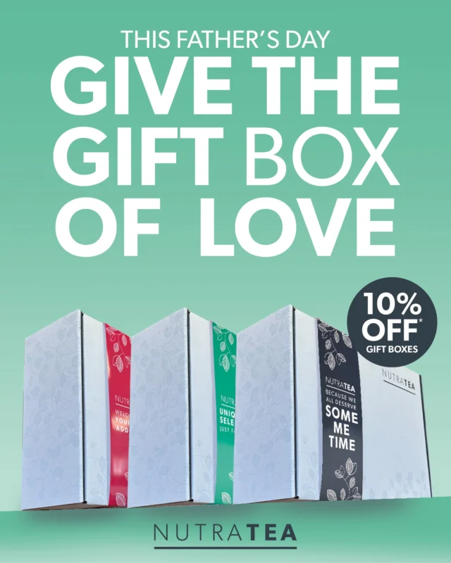 🎁 Still searching for the perfect Father’s Day gift? We’ve got you (and Dad) covered! This Father’s Day, treat him to something thoughtful — with 10% OFF all NutraTea Gift Boxes plus FREE delivery! 🌿✨ Whether he’s into wellness, needs a little relaxation, or just loves a good brew, our functional herbal tea gift boxes are packed with natural ingredients to support his health and wellbeing — one cup at a time. Don’t leave it too late — shop today and give the gift of feel-good tea this Father’s Day! 💚🍵 #FathersDayGifts #NutraTea #FathersDay #HerbalTea #TeaLover #Wellness #HealthyChoices #Wellbeing #GiftIdeasForDad #Dad